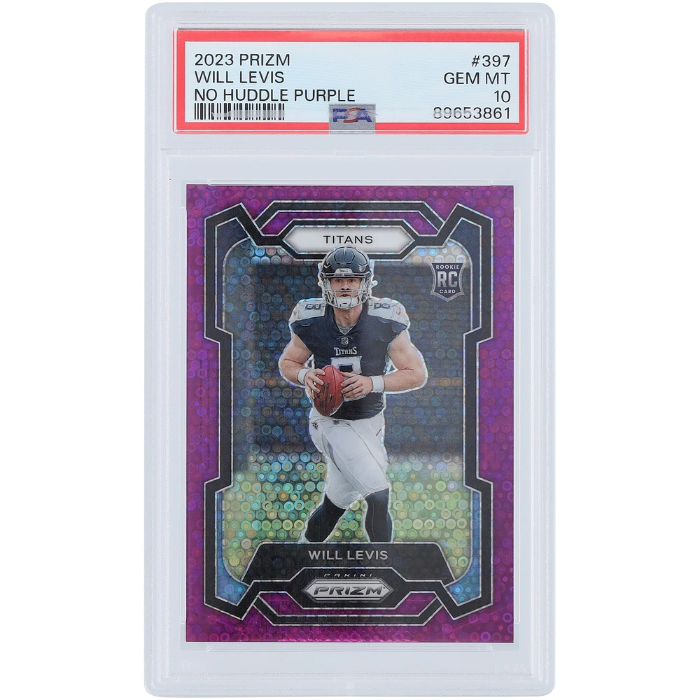 Will Levis Tennessee Titans 2023 Panini Prizm No Huddle Purple Prizm #397 #35/35 PSA Authenticated 10 Rookie Card
