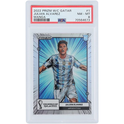 Julián Alvarez Argentina National Team 2022 Panini Prizm World Cup Manga #1 PSA Authenticated 8 Rookie Card