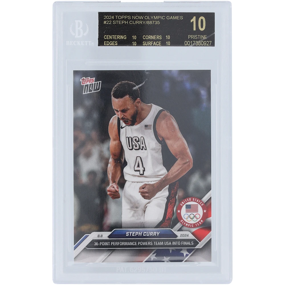Stephen Curry USA Basketball 2024 Topps Now 36 Point Performance #22 BGS Authenticated Black Label 10 Card