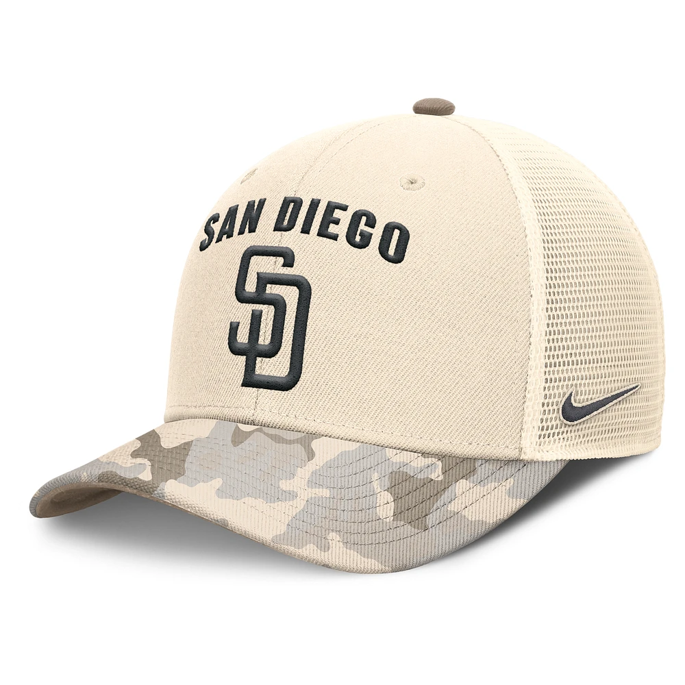Men's Nike Natural San Diego Padres Camo Natural Pack Rise Adjustable Trucker Hat