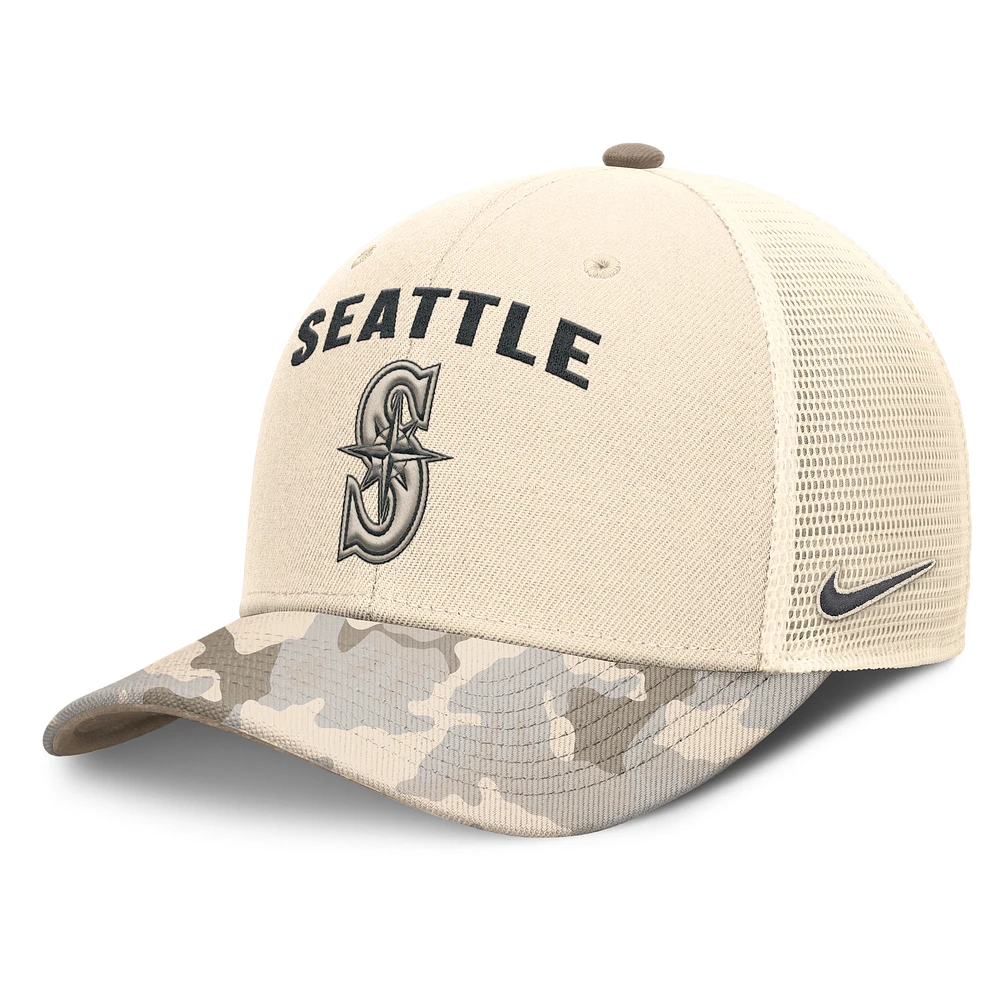 Men's Nike Natural Seattle Mariners Camo Natural Pack Rise Adjustable Trucker Hat
