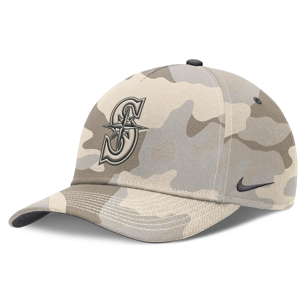Men's Nike Natural Seattle Mariners Camo Pack Rise Adjustable Hat