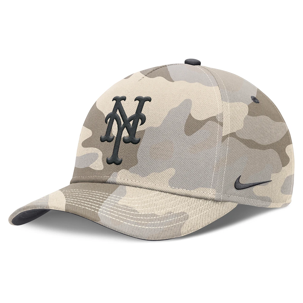 Men's Nike Natural New York Mets Camo Pack Rise Adjustable Hat