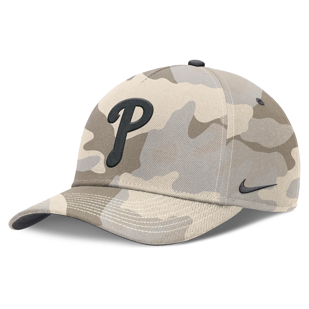 Men's Nike Natural Philadelphia Phillies Camo Pack Rise Adjustable Hat