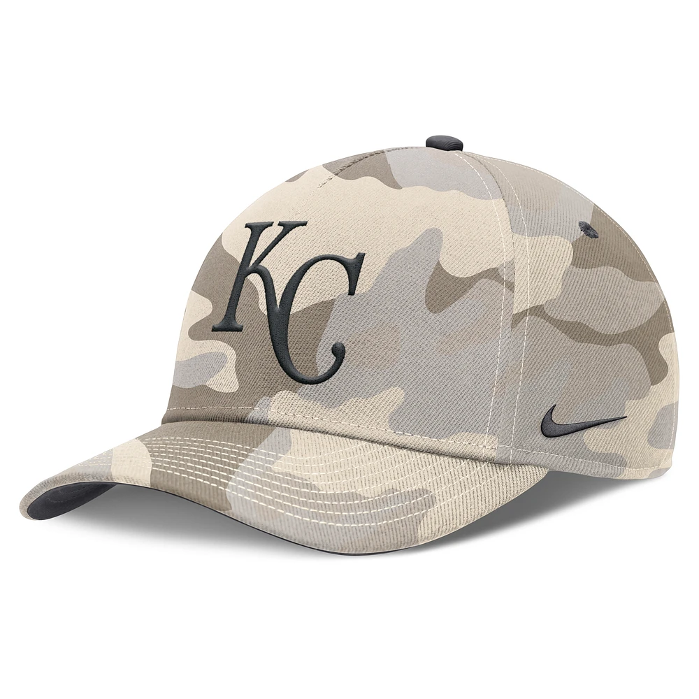 Men's Nike Natural Kansas City Royals Camo Pack Rise Adjustable Hat