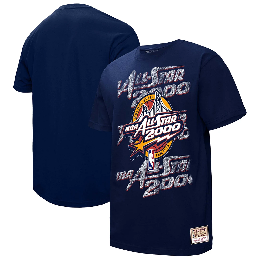 Unisex Mitchell & Ness Navy 2000 NBA All-Star Game Distressed Hardwood Classics Throwback T-Shirt