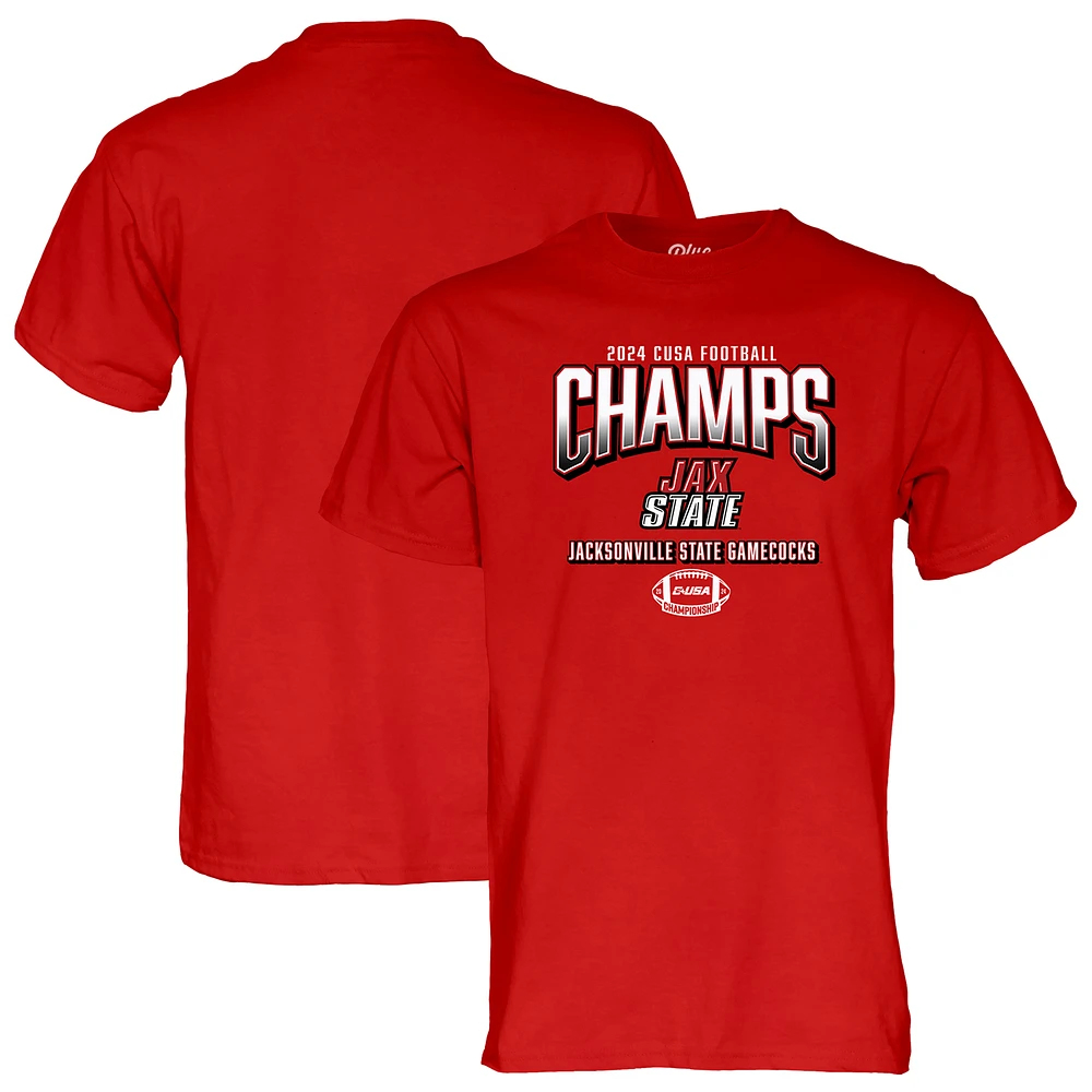 Unisex Blue 84 Red Jacksonville State Gamecocks 2024 C-USA Football Conference Champions Locker Room T-Shirt