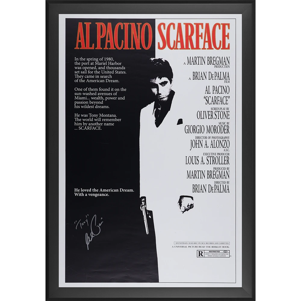Al Pacino Scarface Autographed Framed 27" x 40" Movie Poster with "Tony" Inscription