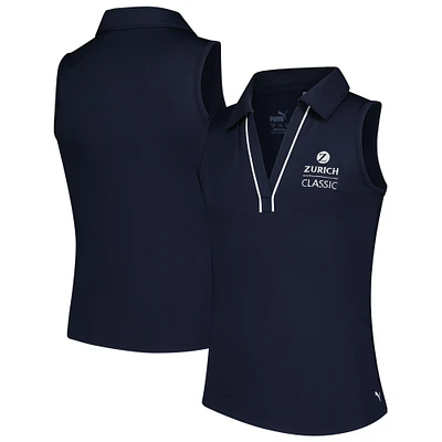 Girls' Youth Puma Navy The Zurich Classic CLOUDSPUN Piped V-Neck Sleeveless Polo