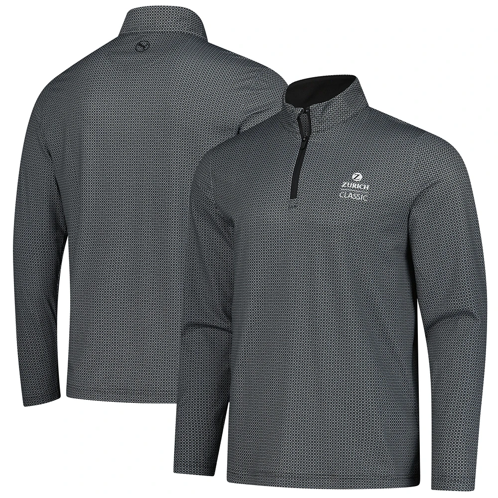 Men's Puma Black The Zurich Classic Pure 2.0 Tile Quarter-Zip Pullover