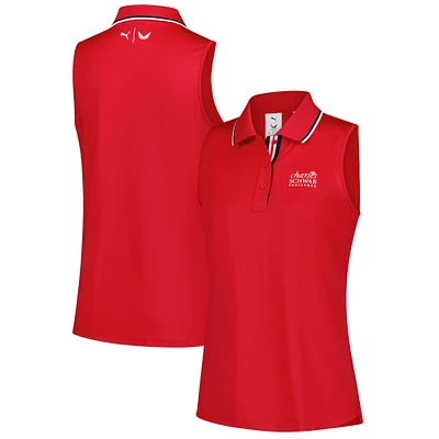 Women's Puma x Volition Red The Charles Schwab Challenge Tipped Mattr Sleeveless Polo
