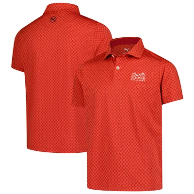 Boy's Youth Puma Orange The Charles Schwab Challenge Micro Floral MATTR Polo