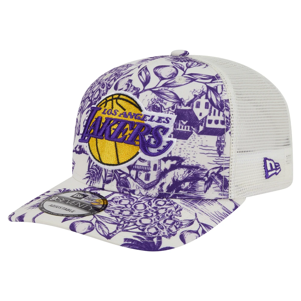 Men's New Era White Los Angeles Lakers Lemon Tree 9SEVENTY Adjustable Hat