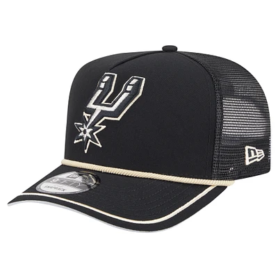 Men's New Era Black San Antonio Spurs Vintage Team Rope A-Frame 9FIFTY Snapback Hat