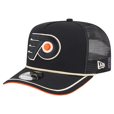 Men's New Era Black Philadelphia Flyers Vintage Team Rope A-Frame 9FIFTY Snapback Hat