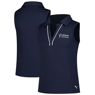 Girl's Youth Puma Navy Valspar Championship Piped Cloudspun Sleeveless Polo