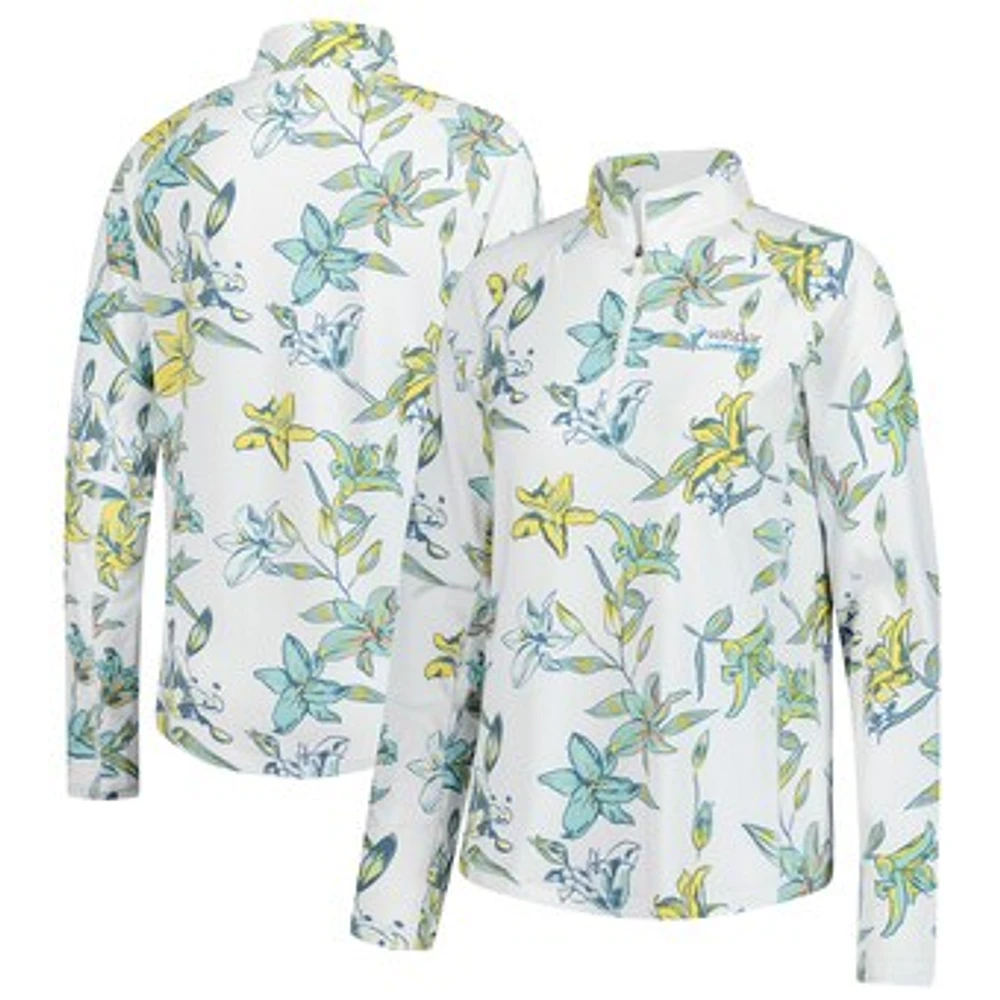 Women's Puma White Valspar Championship You-V Lily Floral Quarter-Zip Pullover