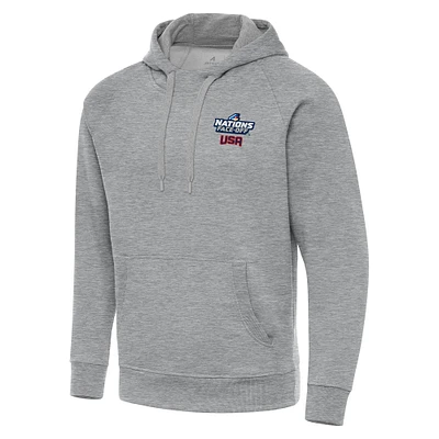 Men's Antigua Heather Gray USA Hockey 2025 4 Nations Face Off Victory Pullover Hoodie