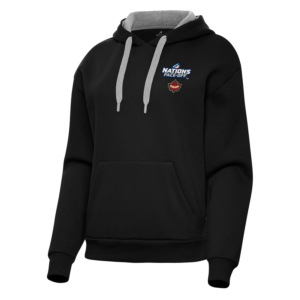 Women's Antigua Black Hockey Canada 2025 4 Nations Face Off Victory Pullover Hoodie