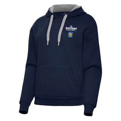 Women's Antigua Navy Finland Hockey 2025 4 Nations Face Off Victory Pullover Hoodie
