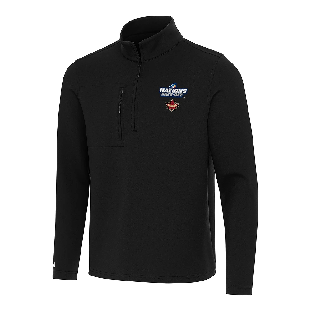 Men's Antigua Black Hockey Canada 2025 4 Nations Face Off Insider Quarter-Zip Top