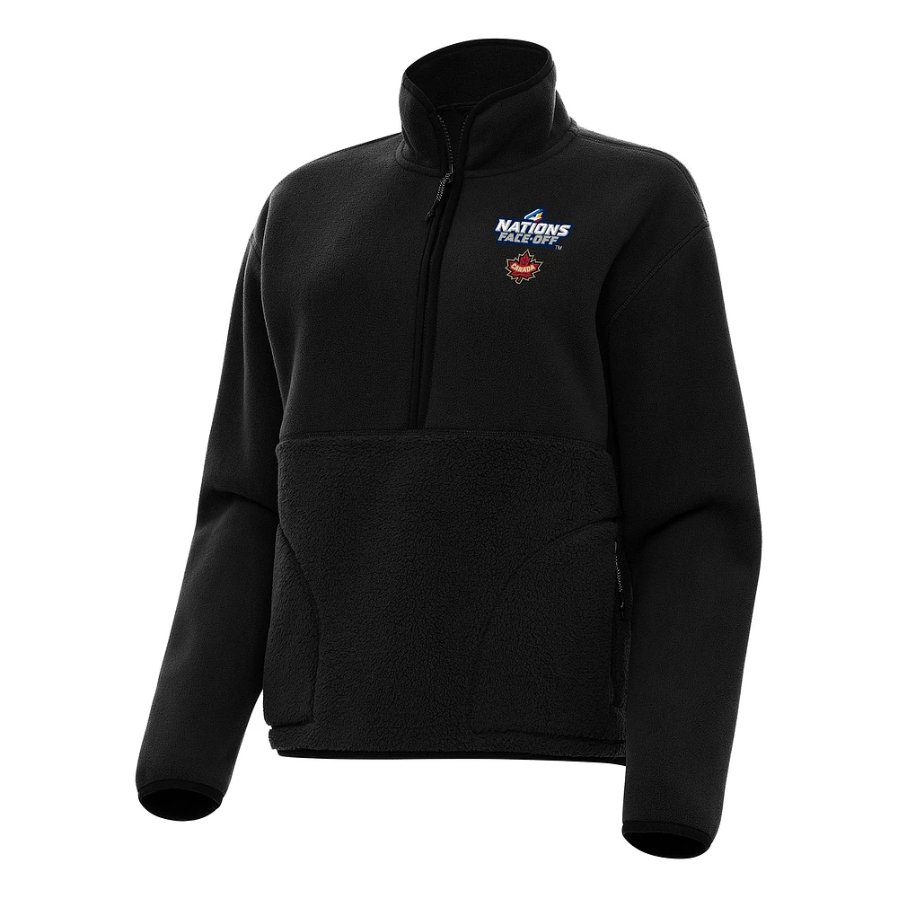 Women's Antigua Black Hockey Canada 2025 4 Nations Face Off Figure Half-Zip Jacket