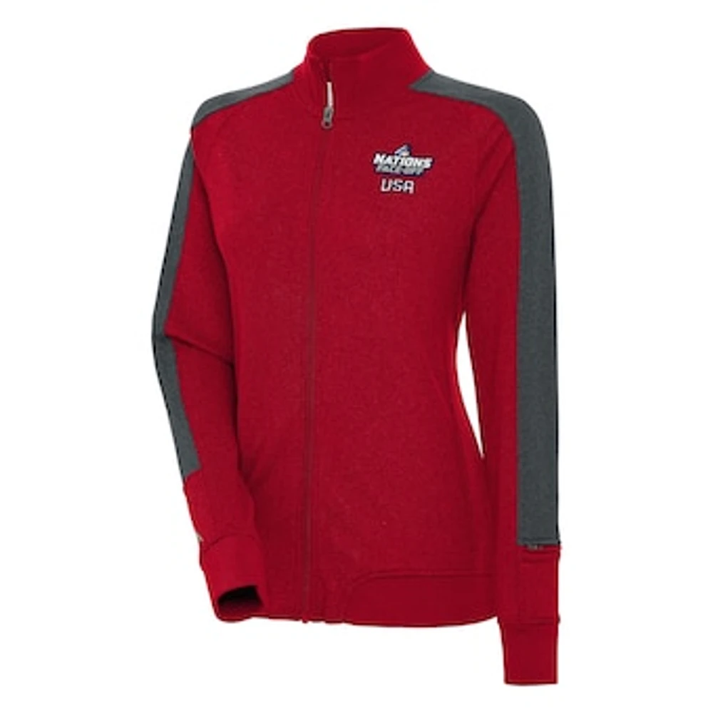 Women's Antigua Red USA Hockey 2025 4 Nations Face Off Strike Full-Zip Track Jacket