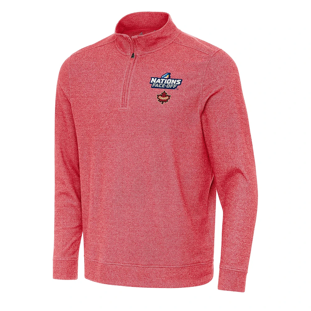 Men's Antigua Heather Hockey Canada 2025 4 Nations Face Off Subtle Quarter-Zip Top