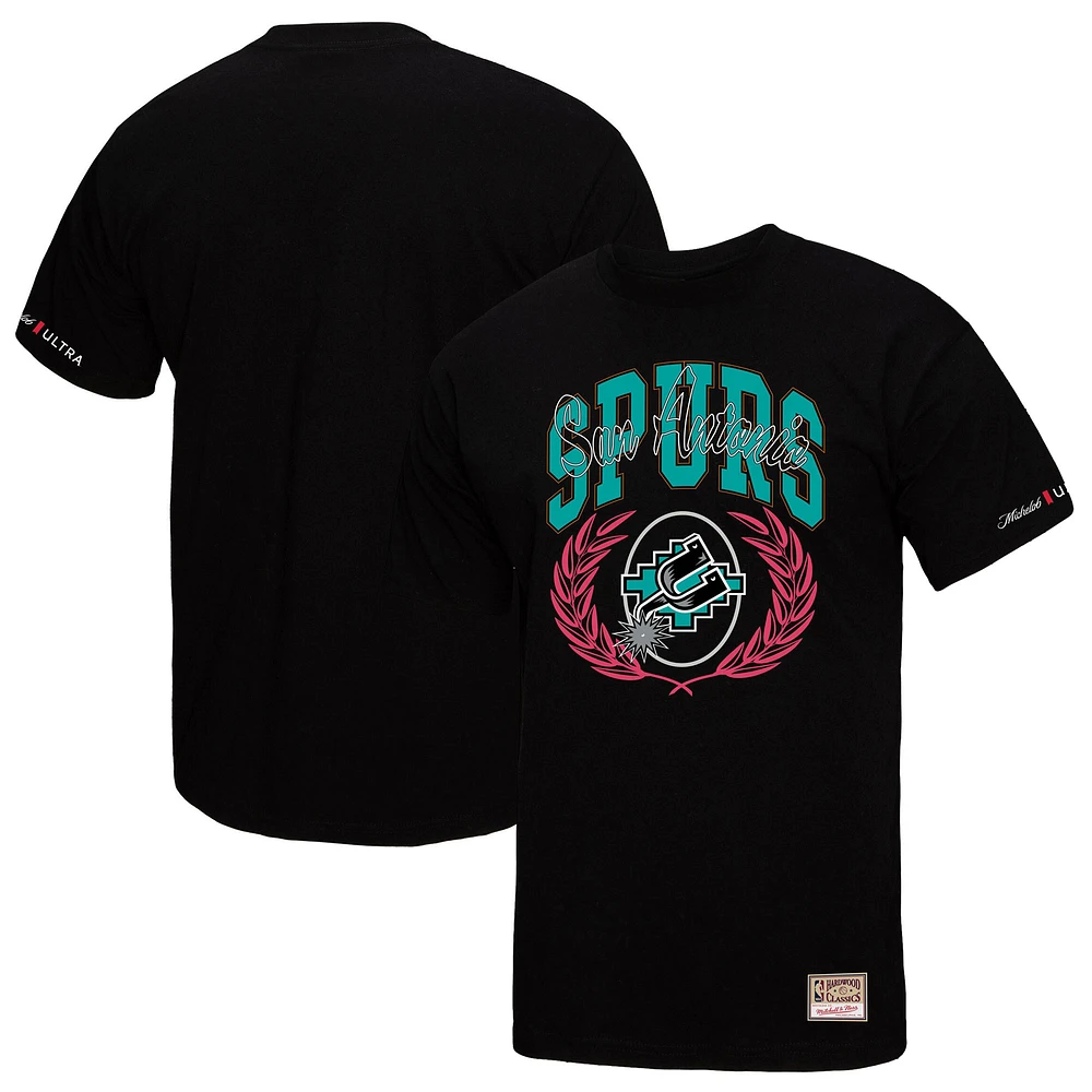 Men's Mitchell & Ness Black San Antonio Spurs NBA x Michelob Ultra Rewind II T-Shirt