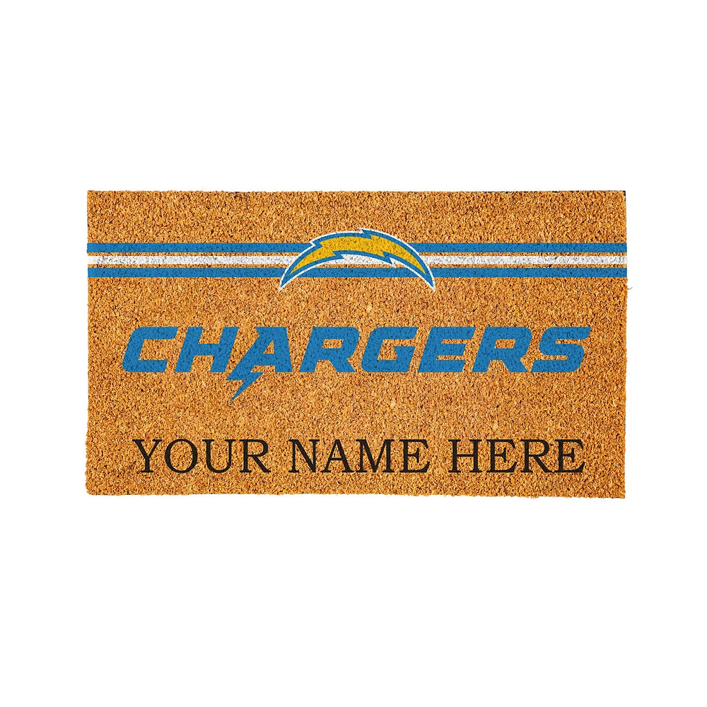 Los Angeles Chargers 28" x 16" Personalized Team Logo Outdoor Coir Mat