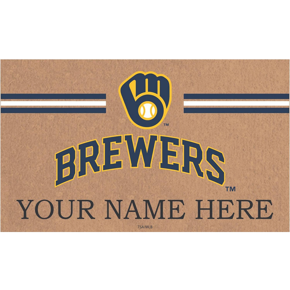Milwaukee Brewers 28" x 16" Personalized Team Logo Outdoor Coir Mat