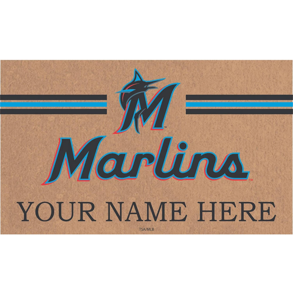 Miami Marlins 28" x 16" Personalized Team Logo Outdoor Coir Mat