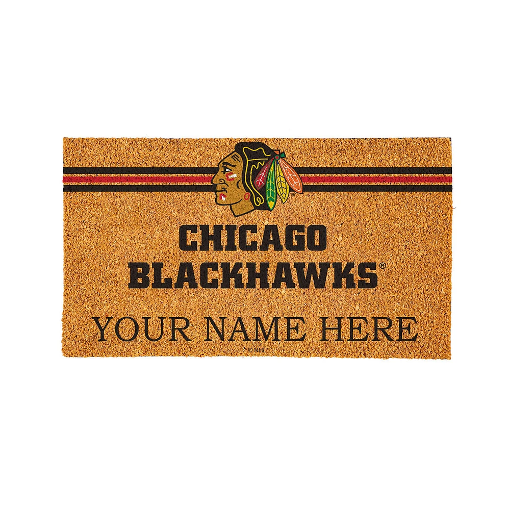 Chicago Blackhawks 28" x 16" Personalized Team Logo Outdoor Coir Mat