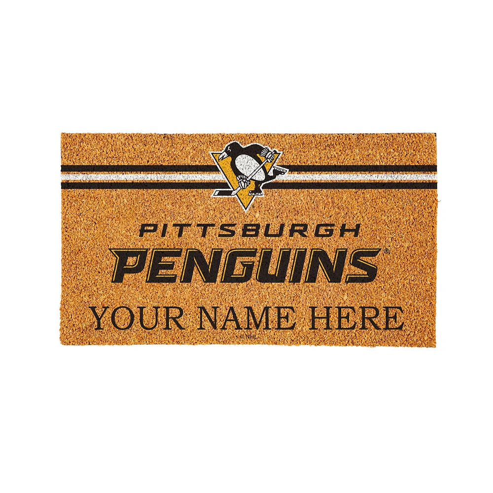 Pittsburgh Penguins 28" x 16" Personalized Team Logo Outdoor Coir Mat