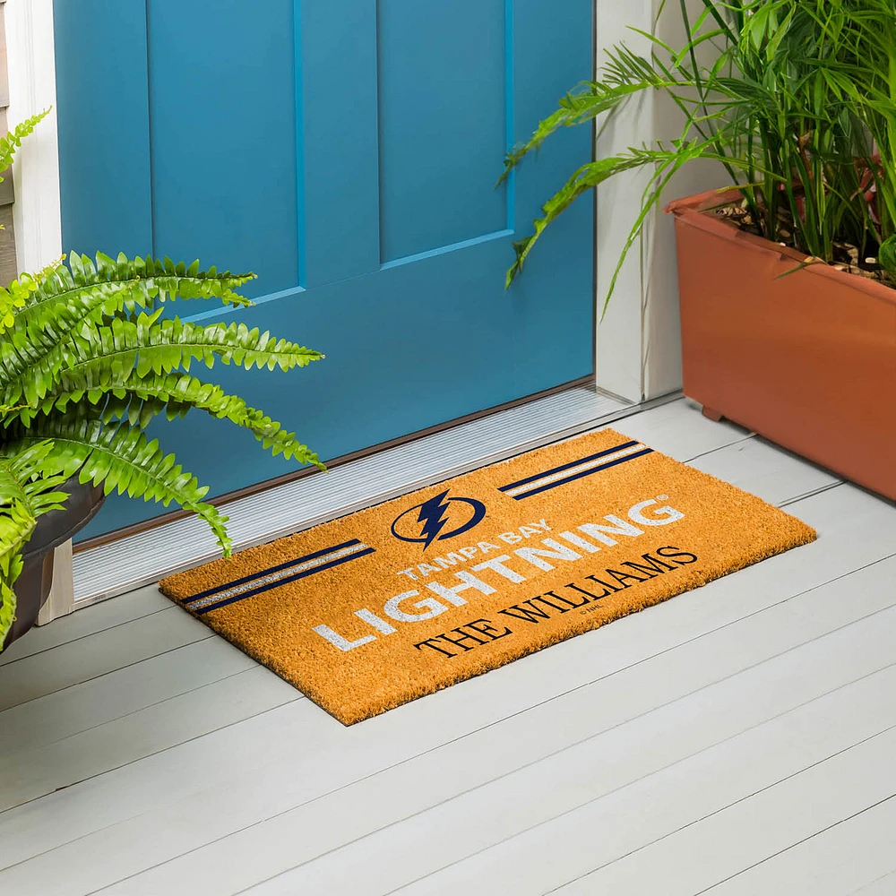 Tampa Bay Lightning 28" x 16" Personalized Team Logo Outdoor Coir Mat