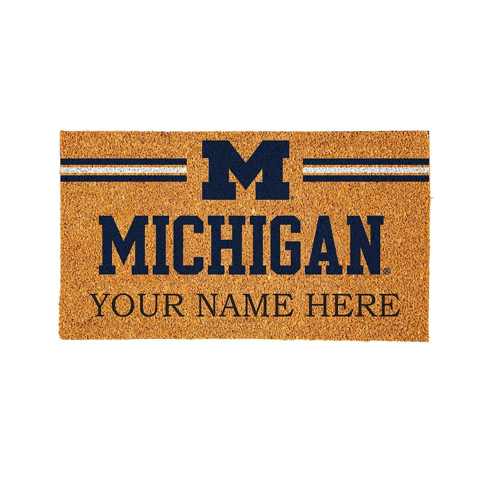 Michigan Wolverines 28" x 16" Personalized Team Logo Outdoor Coir Mat