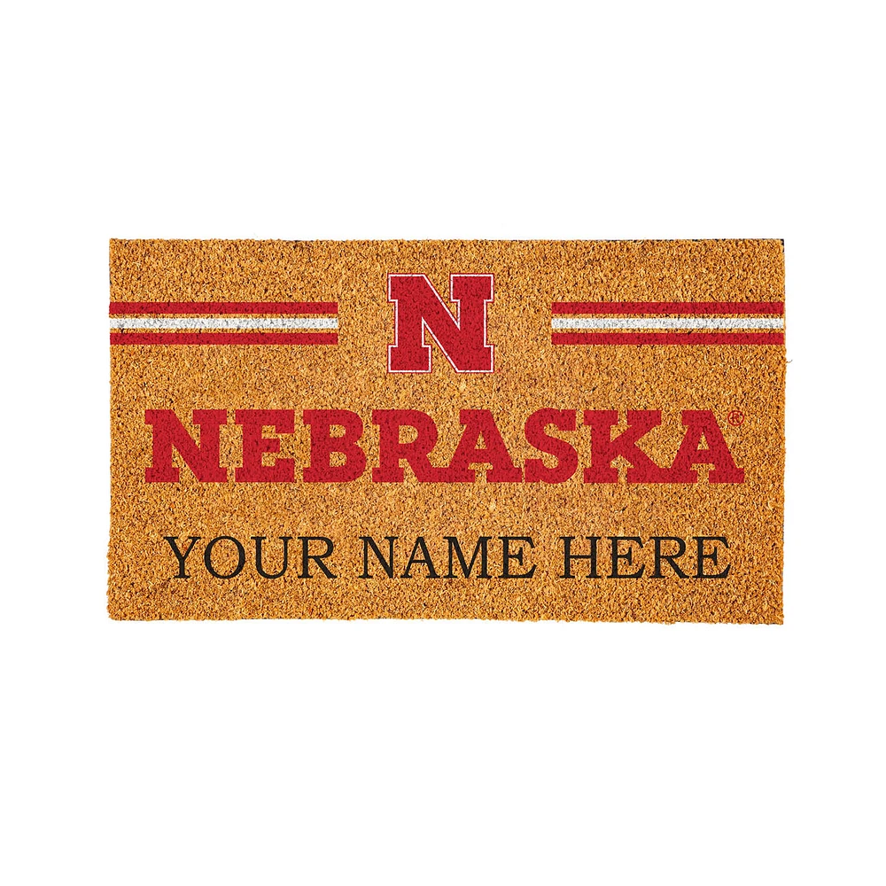 Nebraska Huskers 28" x 16" Personalized Team Logo Outdoor Coir Mat