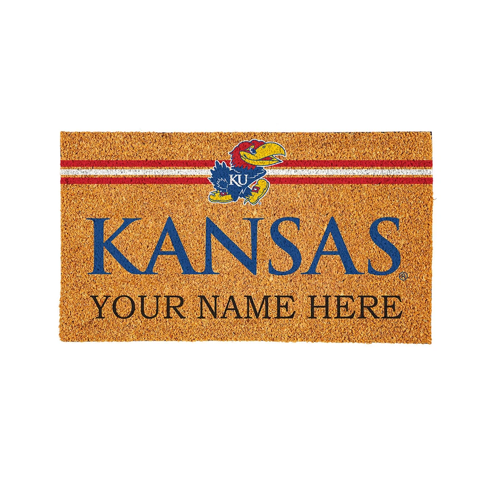Kansas Jayhawks 28" x 16" Personalized Team Logo Outdoor Coir Mat