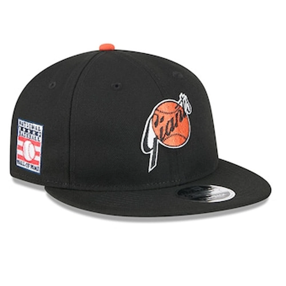 Men's New Era Black San Francisco Giants Baseball Hall of Fame Retro Crown 9FIFTY Adjustable Hat