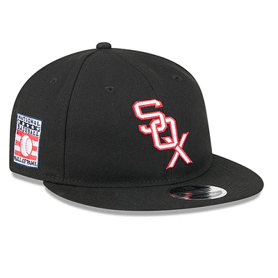Men's New Era Black Chicago White Sox Baseball Hall of Fame Retro Crown 9FIFTY Adjustable Hat