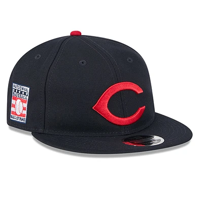 Men's New Era Navy Cleveland Guardians Baseball Hall of Fame Retro Crown 9FIFTY Adjustable Hat