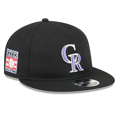 Men's New Era Black Colorado Rockies Baseball Hall of Fame Retro Crown 9FIFTY Adjustable Hat