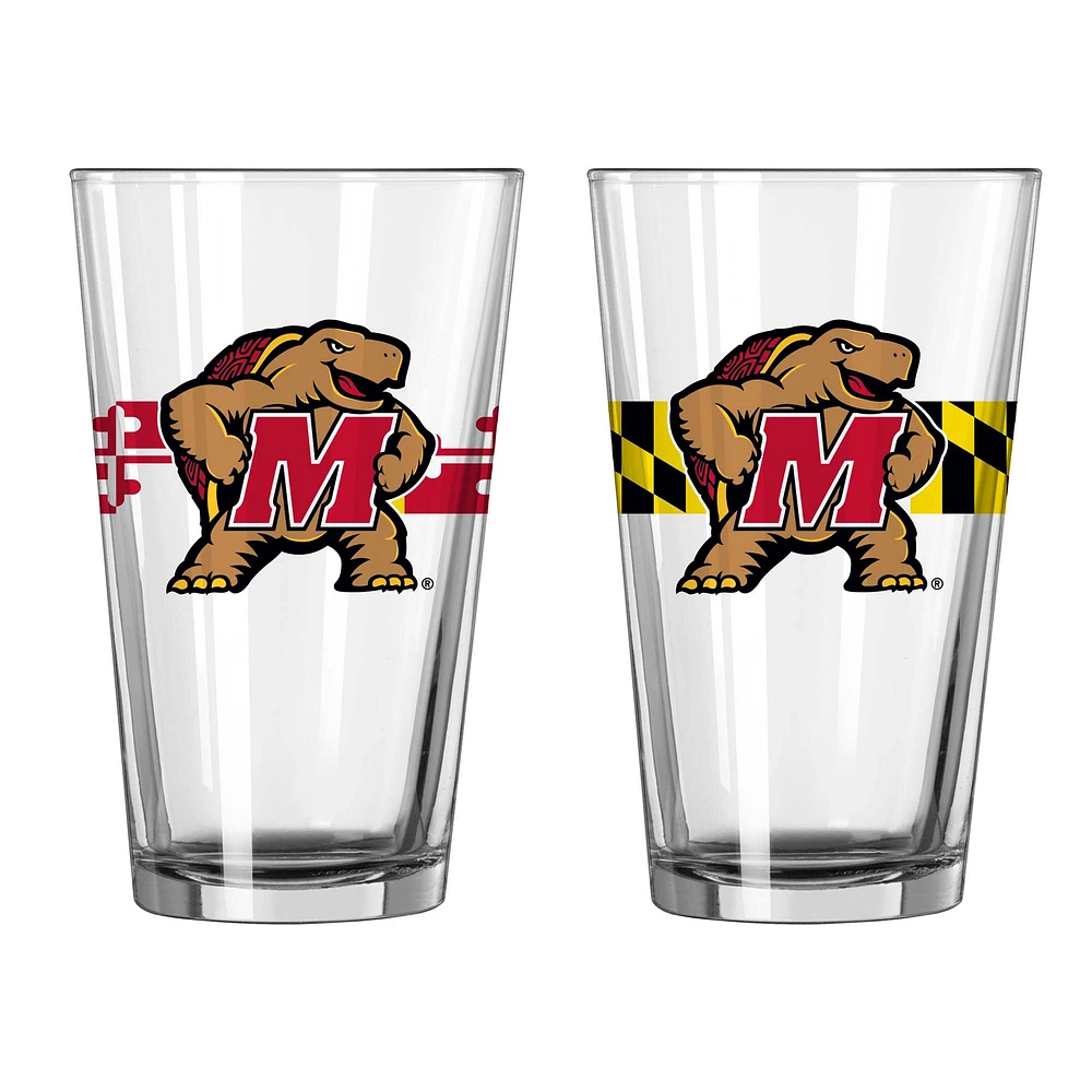 Maryland Terrapins Two-Pack Maryland Flag 16oz. Pint Glass Set
