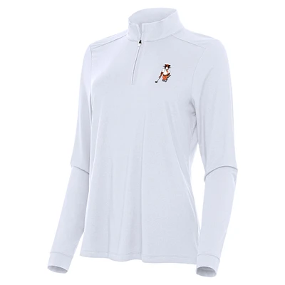 Women's Antigua White Clemson Tigers Intent Quarter-Zip Jacket