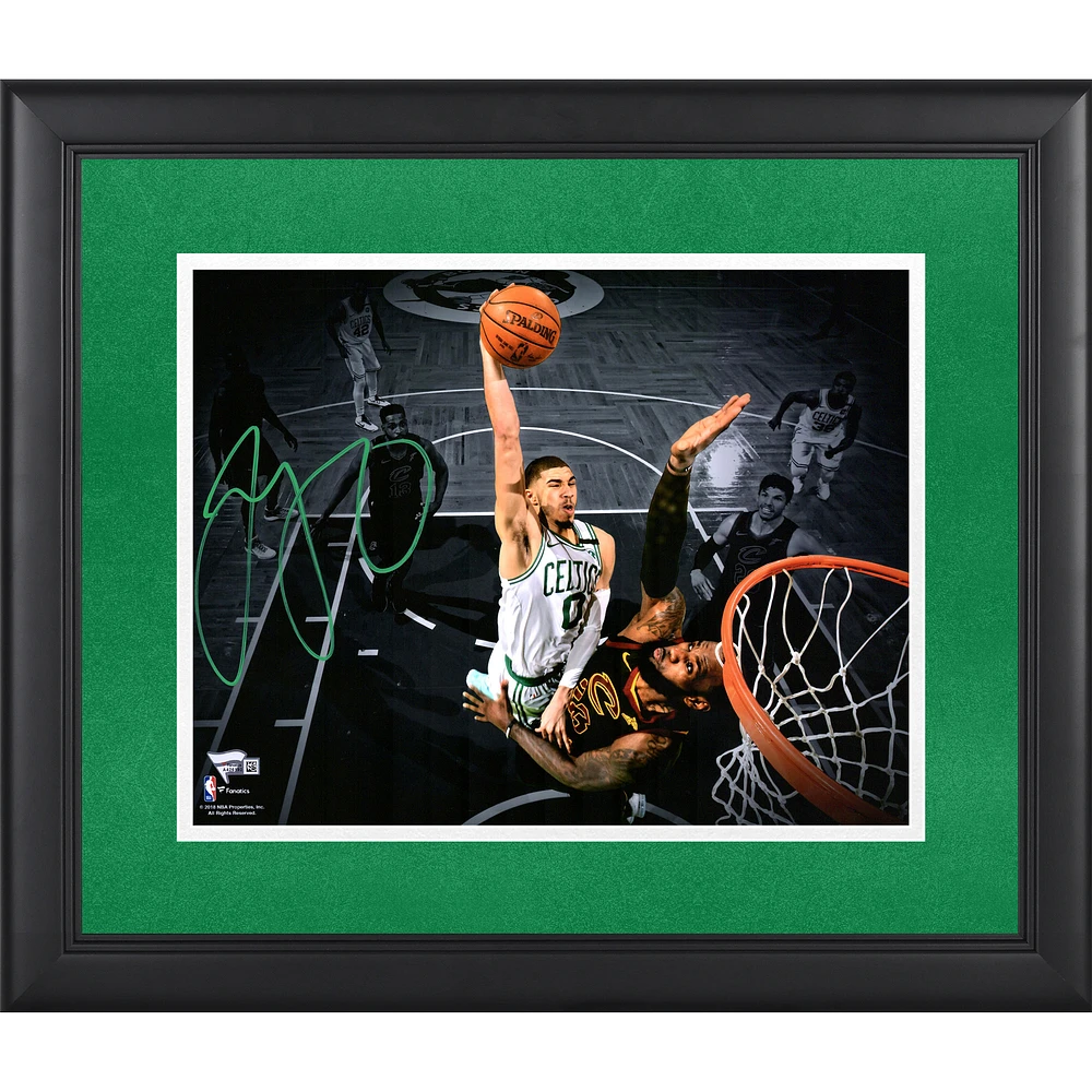 Jayson Tatum Boston Celtics Autographed Framed 11" x 14" Spotlight Dunk Versus LeBron Photograph