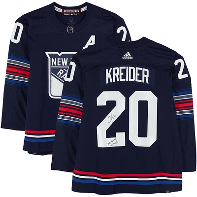 Chris Kreider New York Rangers Autographed Navy Alternate adidas Authentic Jersey with "No Quit in NY!" Inscription