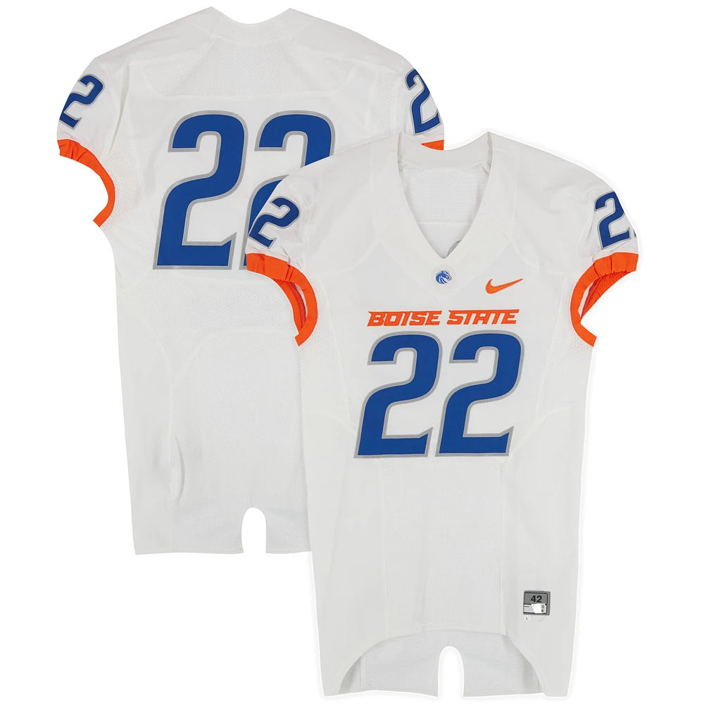 Boise State Broncos Team-Issued #22 White Nike Jersey from the 2015-23 NCAA Football Seasons - Size 42