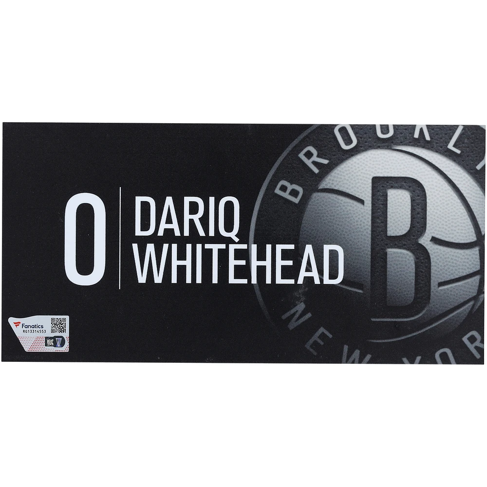 Dariq Whitehead Brooklyn Nets Player-Issued #0 Black Nameplate from the 2024-25 NBA Season