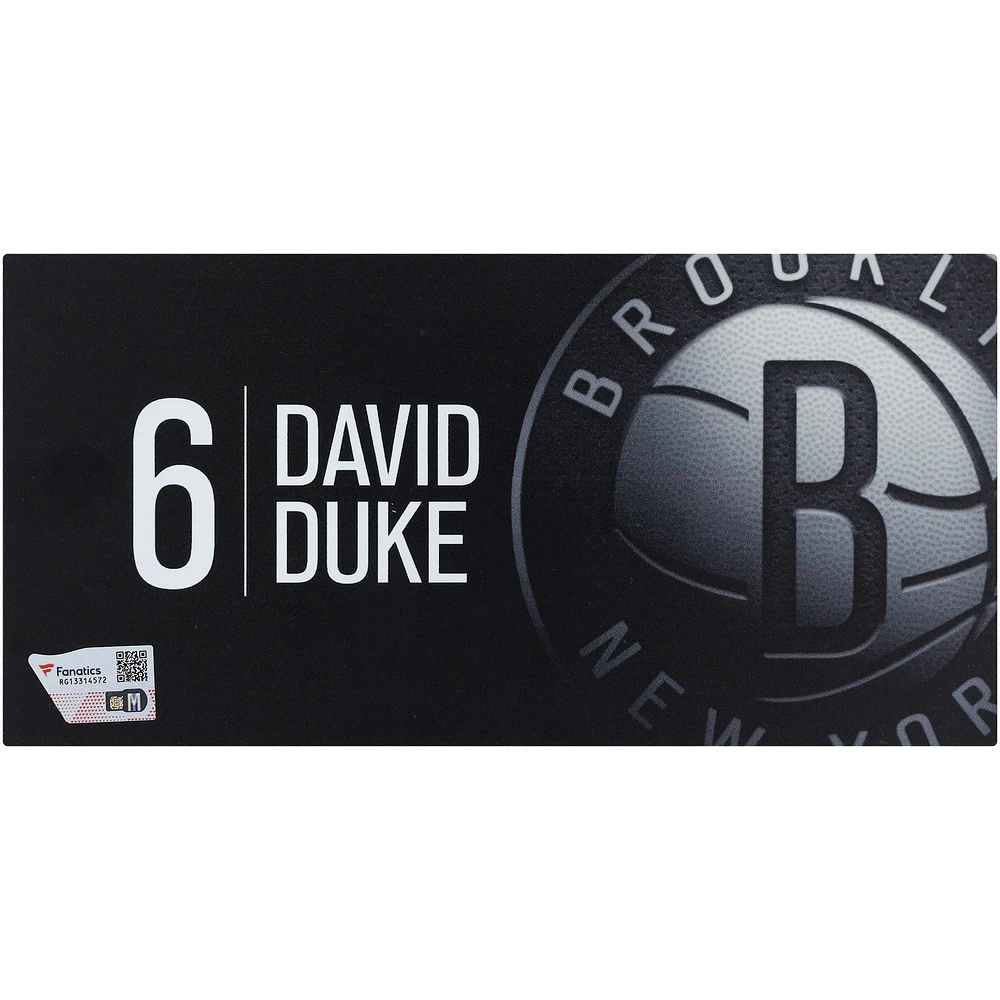 David Duke Brooklyn Nets Player-Issued #6 Black Nameplate from the 2022-23 NBA Season