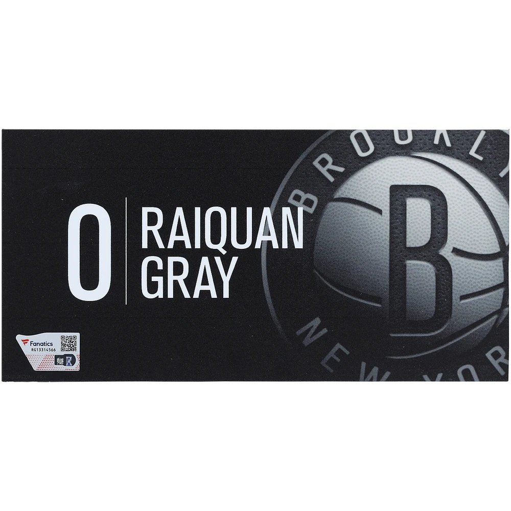 RaiQuan Gray Brooklyn Nets Player-Issued #0 Black Nameplate from the 2022-23 NBA Season